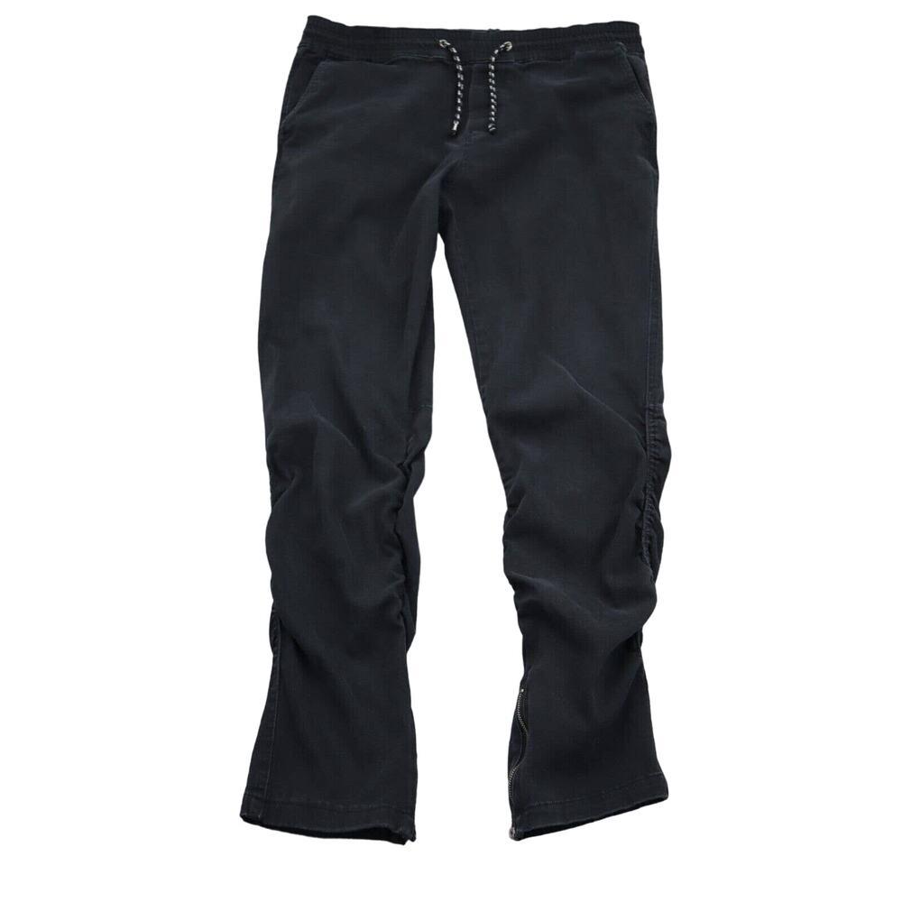 Steves Jeans Pants Womens L Black Elastic Waist Drawstring High Waist Zip Hem